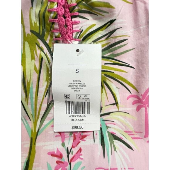 Crown & Ivy Tropical Palm Print Halter Dress With Tie Belt Small NWT - Picture 7 of 8